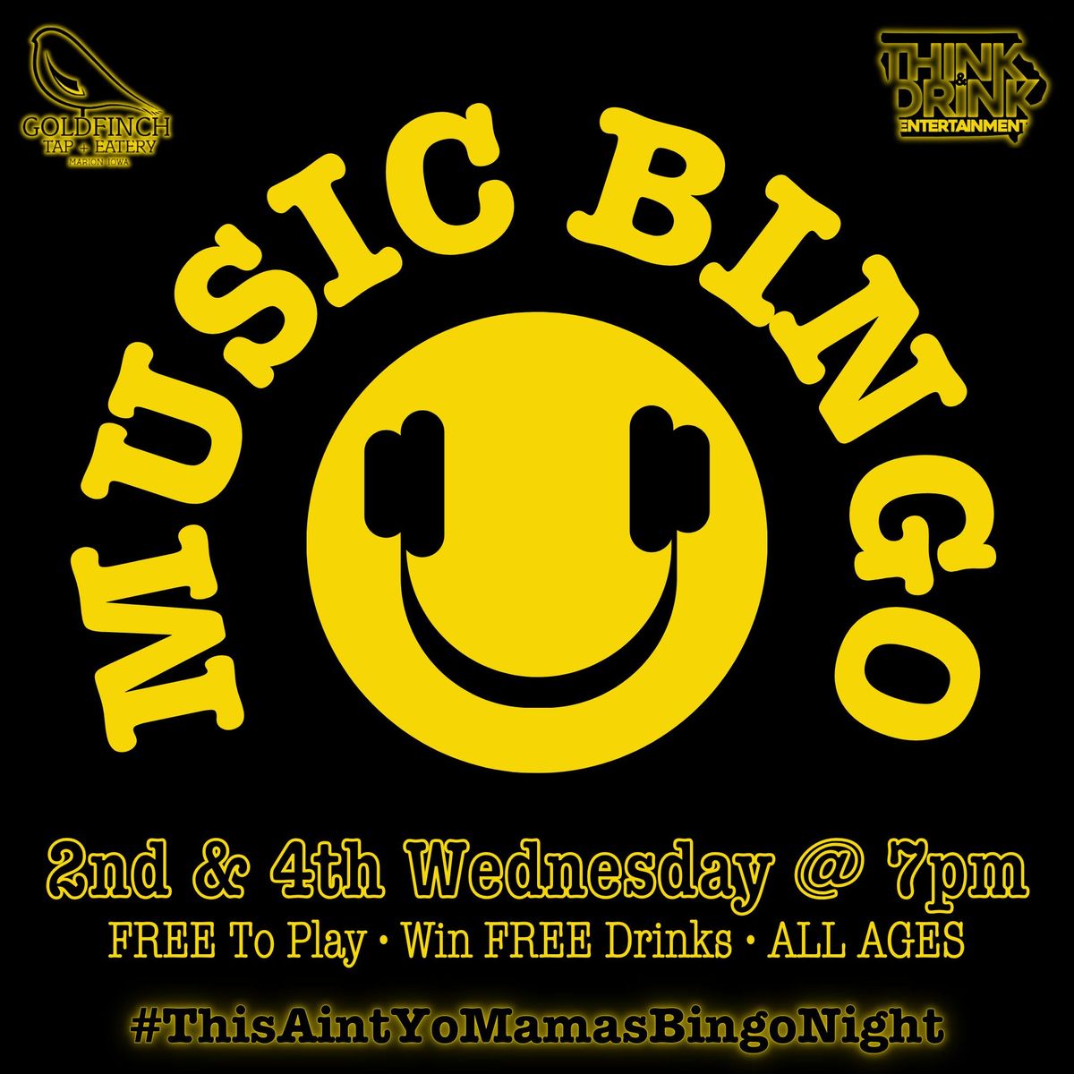 MUSIC BINGO @ Goldfinch Tap + Eatery (Marion, IA) \/ 2nd & 4th Wednesday of the Month @ 7pm