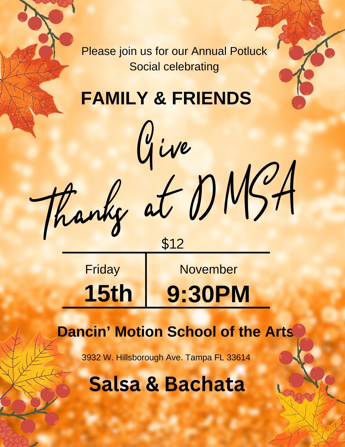 Give Thanks Salsa\/ Bachata Social at DMSA