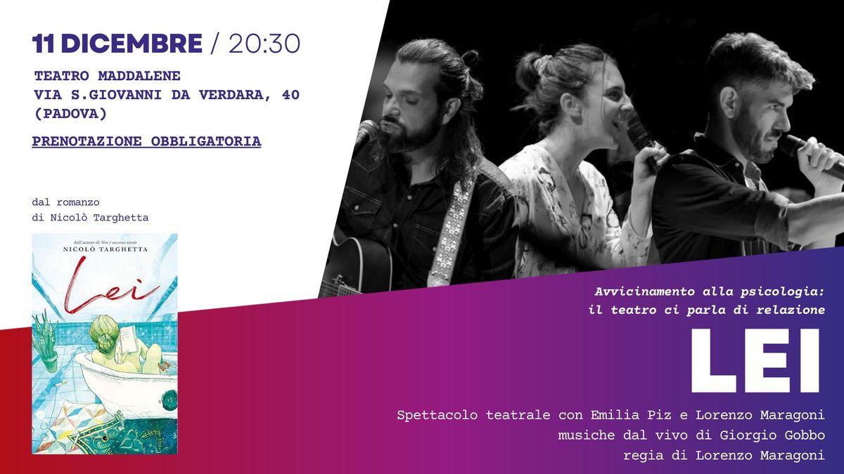 LEI - Spettacolo teatrale dal romanzo di Nicol\u00f2 Targhetta