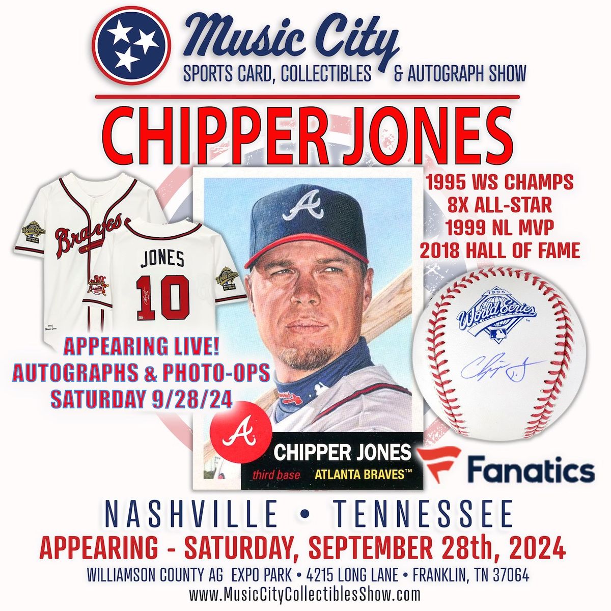 CHIPPER JONES In-Person Autograph Signing in Nashville, TN at Music City 2024