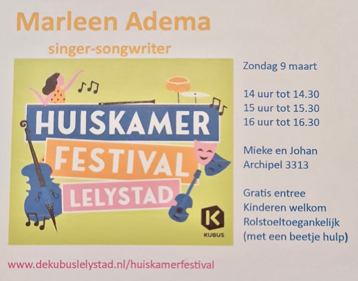 Marleen Adema, Singer-songwriter, bij Huiskamerfestival Lelystad