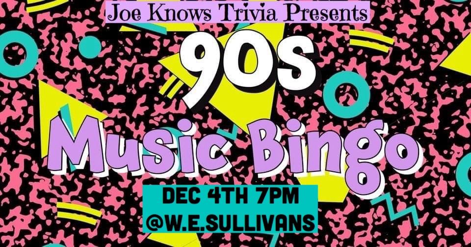 90\u2019s Music Bingo Night!