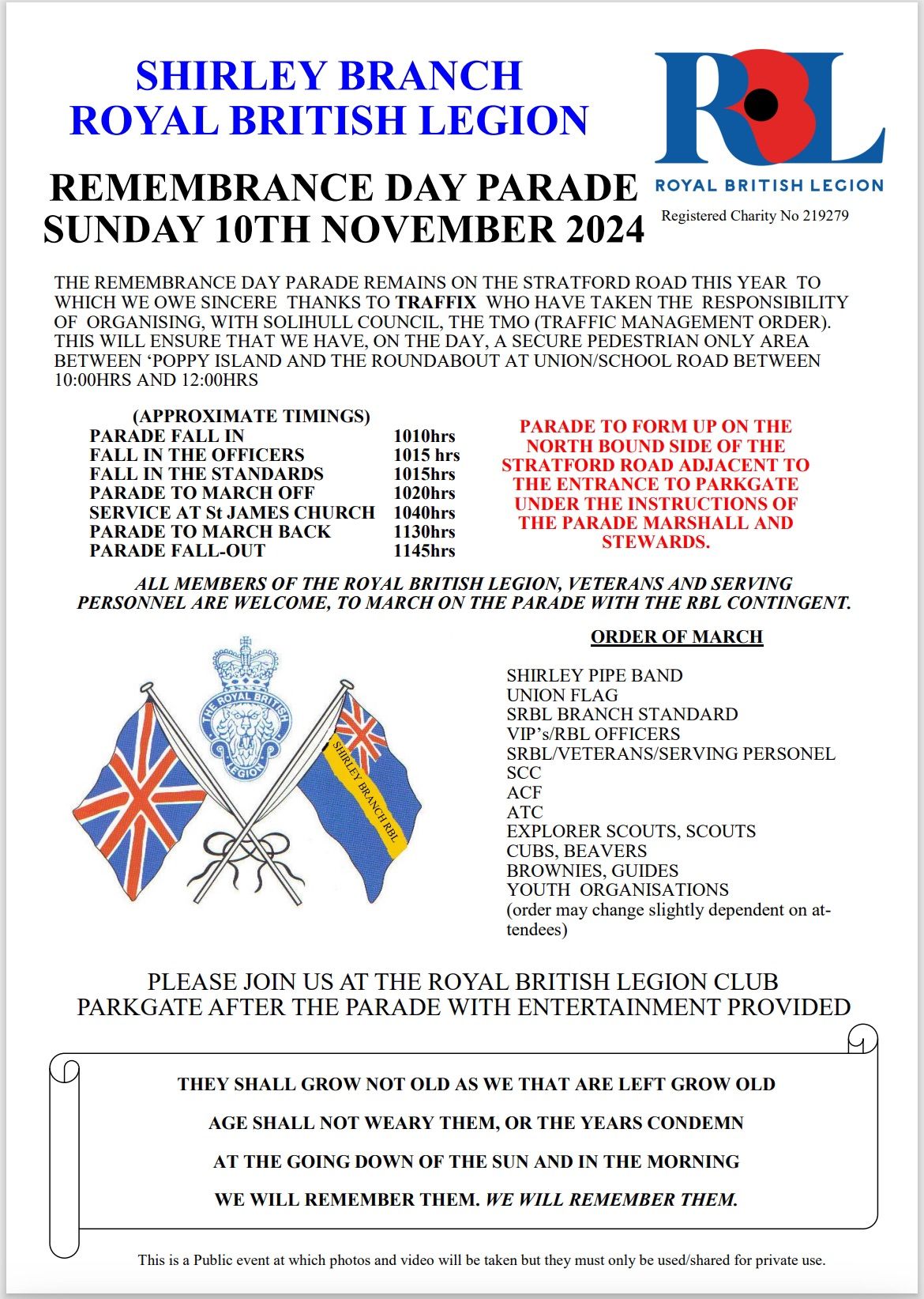 Shirley Remembrance Sunday Parade