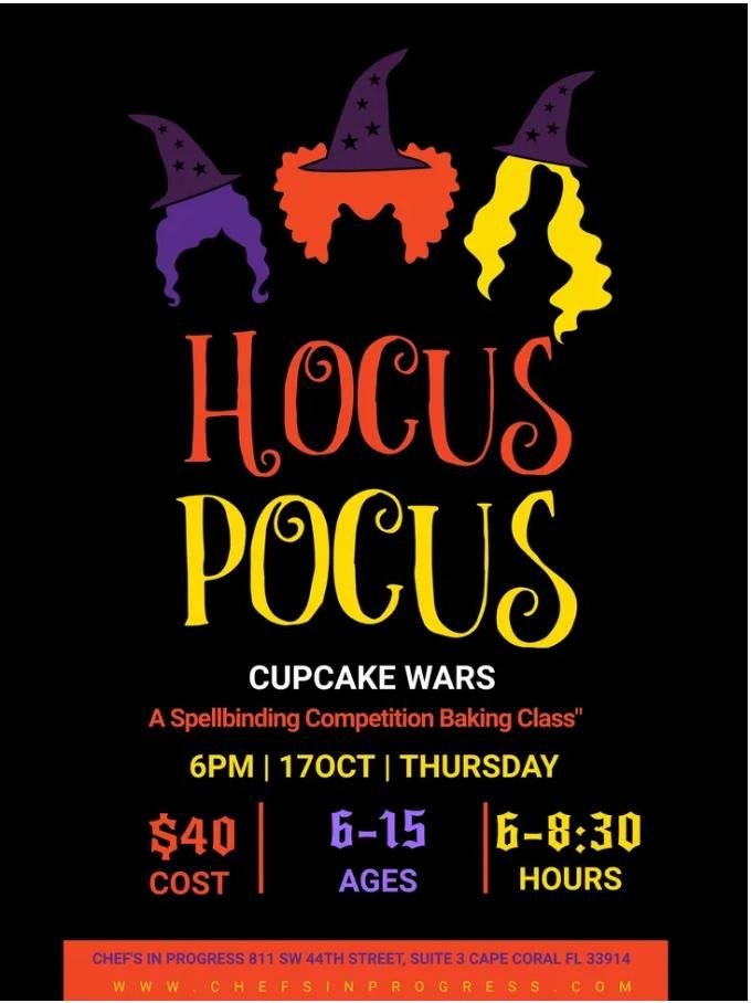 HOCUS POCUS CUPCAKE WARS BAKING CLASS(AGES 6-15)