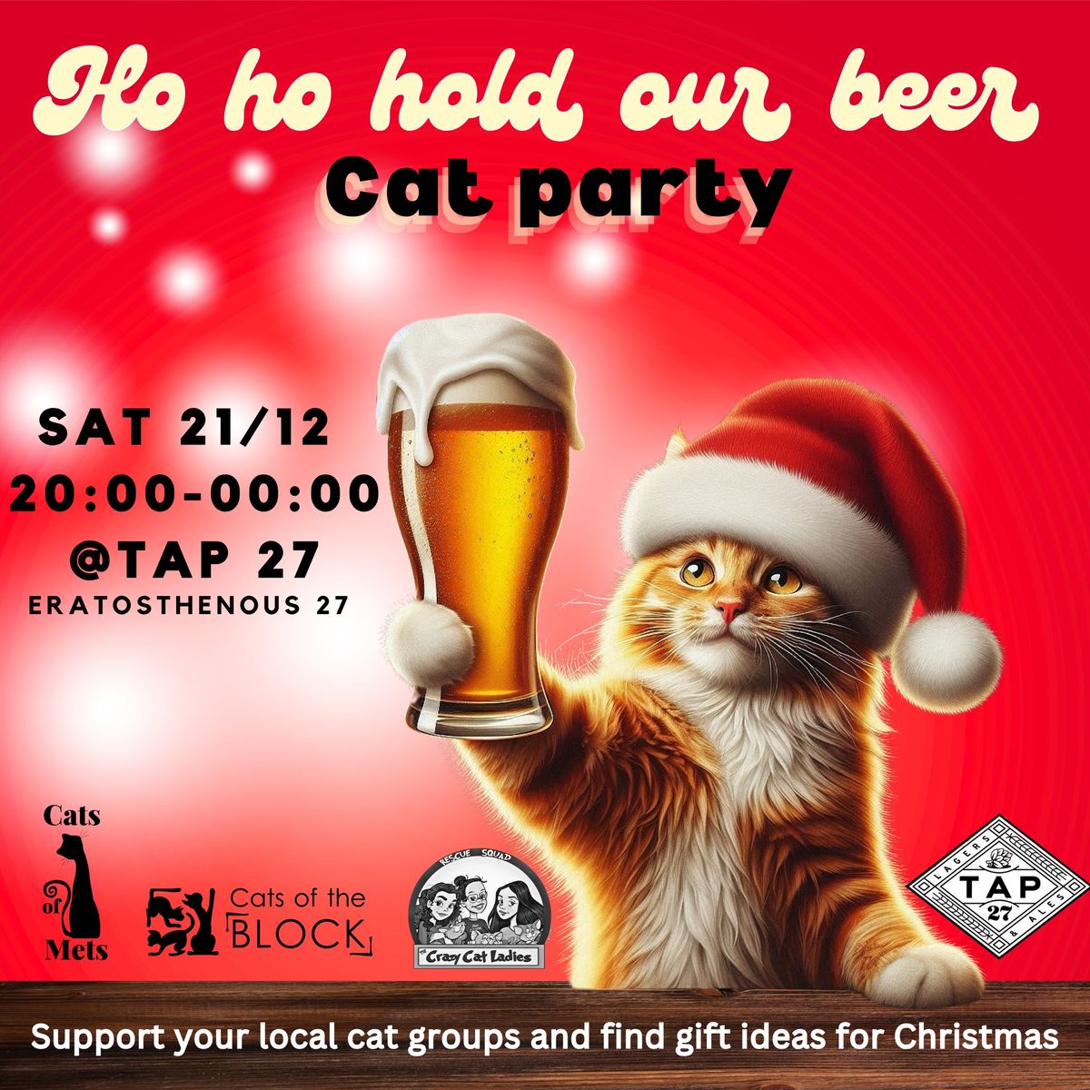 Ho ho hold our beer cat party