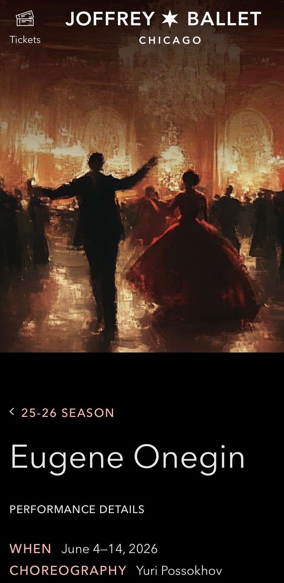 Joffrey Ballet - Eugene Onegin at Lyric Opera House