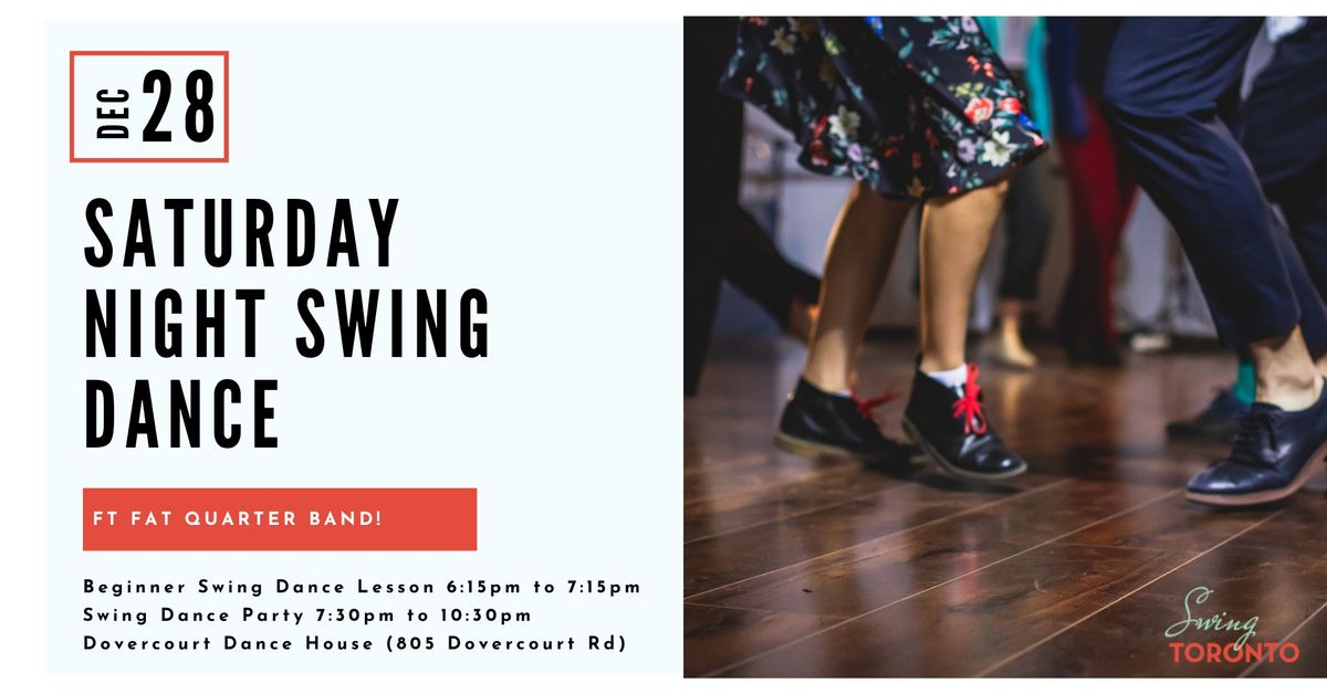 Saturday Night Swing Dance ft. Fat Quarter Band! Beginner Lindy Hop lesson & Dance!