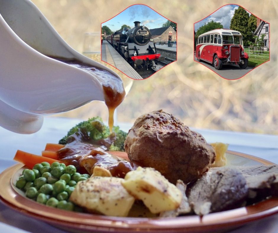 Steam Train Journey with Roast Dinner and Vintage Bus trip 