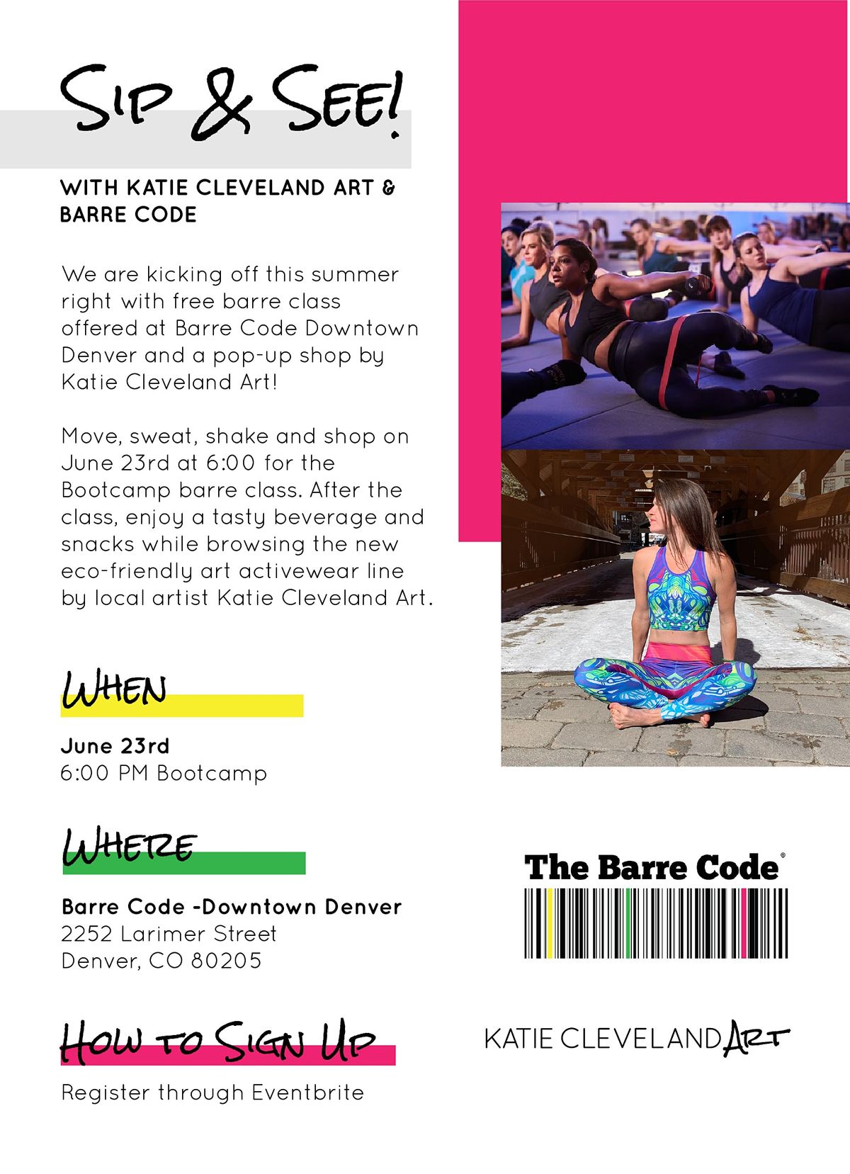 The Barre Code X Katie Cleveland Art Sip' n See!