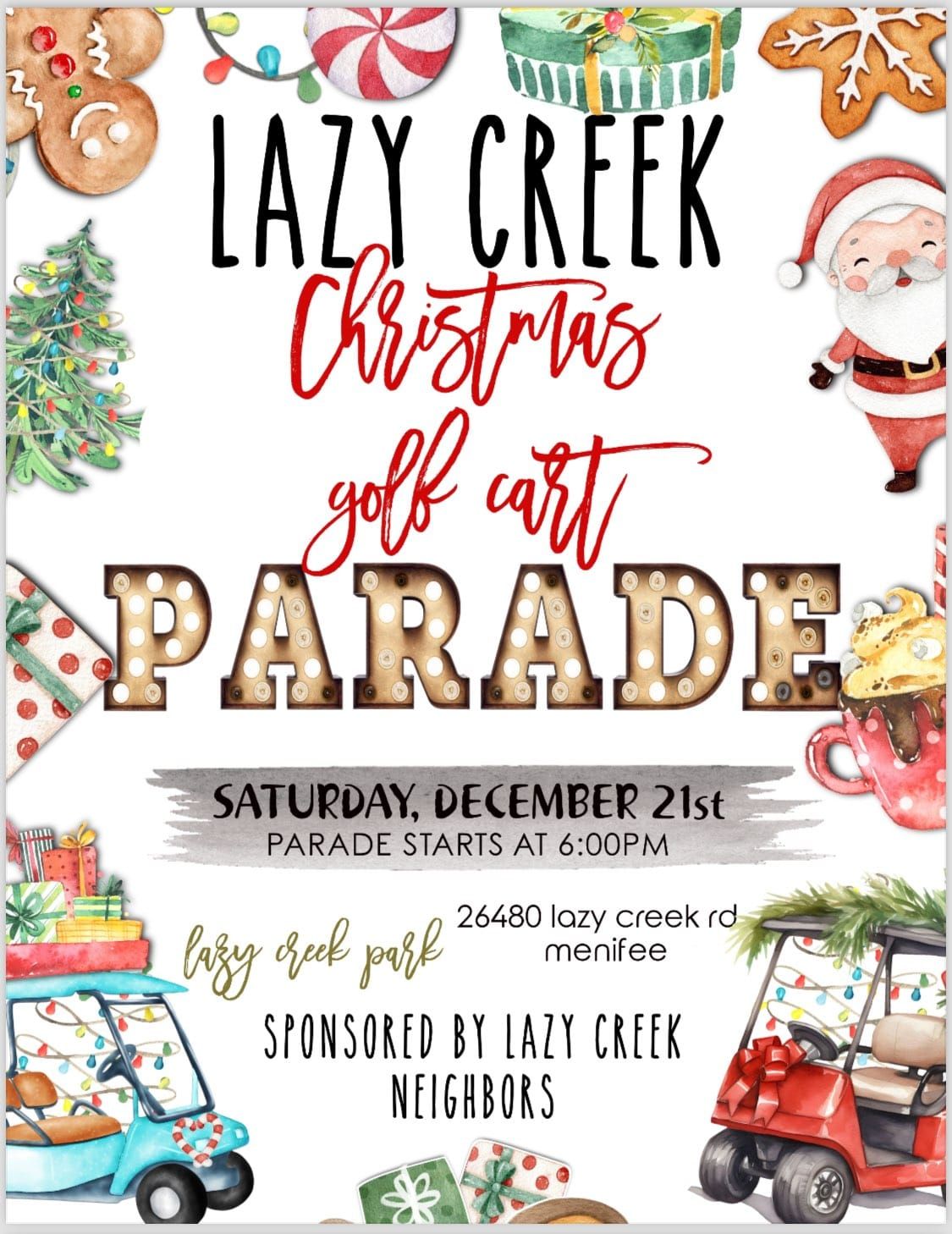 Lazy Creek Christmas Golf Cart Parade!