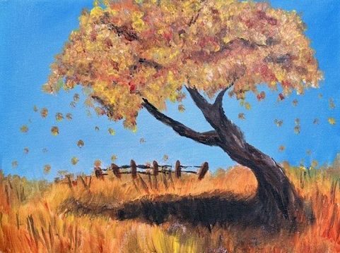 Paint Party with Friends - Fall Tree in the Fields