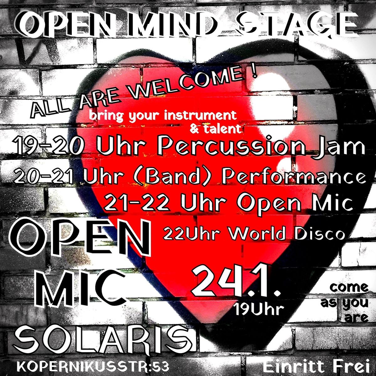 PingPong's OPEN MIND STAGE - Offene B\u00fchne im Solaris. Klang, Bild, Wort, Bewegung...mach mit!