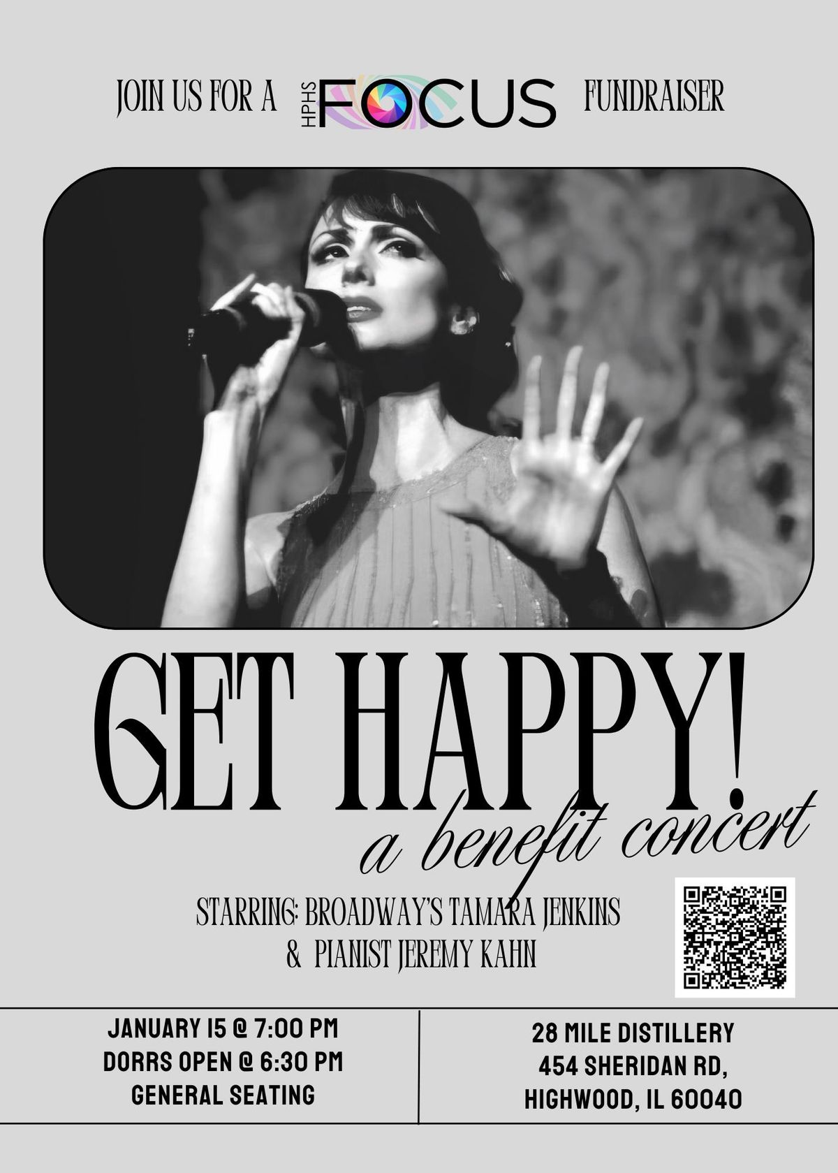 GET HAPPY! A Focus benefit Concert starring Broadway's Tamara Jenkins and Jazz Pianist Jeremy Kahn