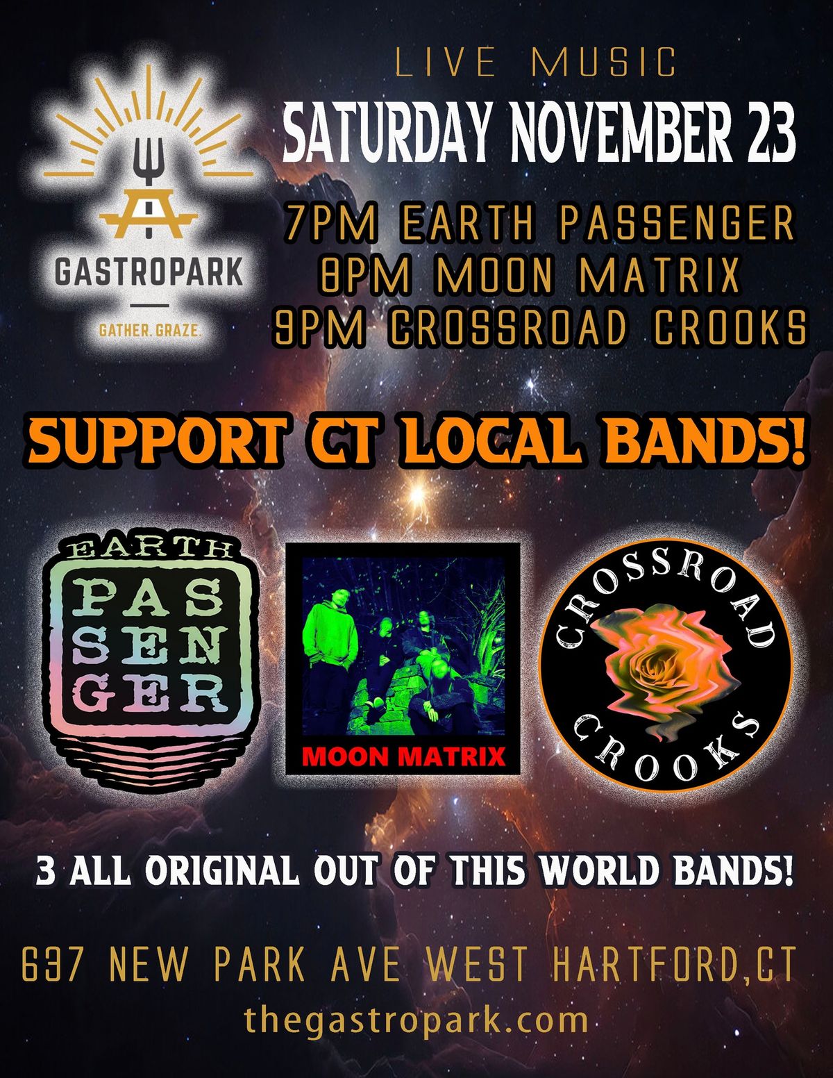 Earth Passenger, Moon Matrix, Crossroad Crooks - Live at Gastropark