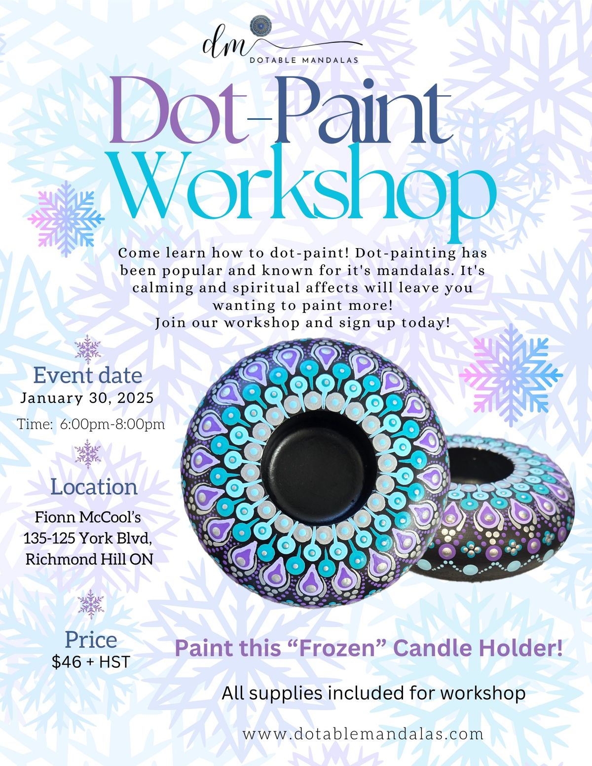 Richmond Hill- Frozen Theme Candle Holder Dot-Painting Workshop