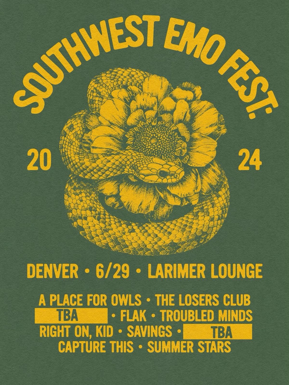 Southwest Emo Fest Feat. A Place For Owls, The Losers Club, Flak, Troubled Minds + more