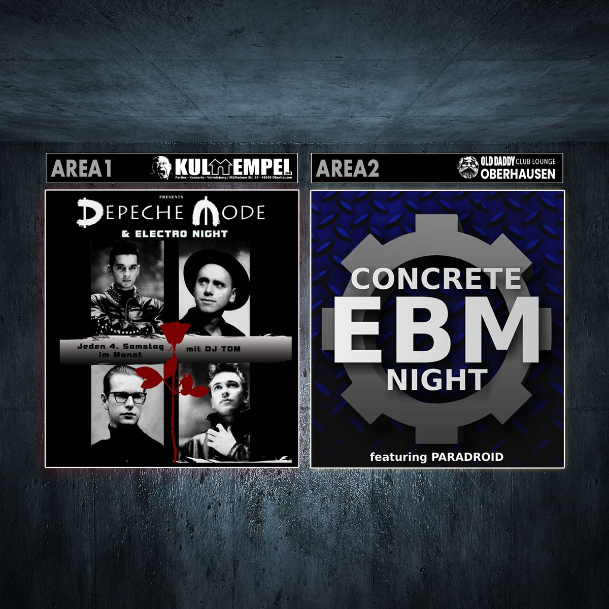 AREA1: Depeche Mode Party | AREA2: Concrete EBM Night