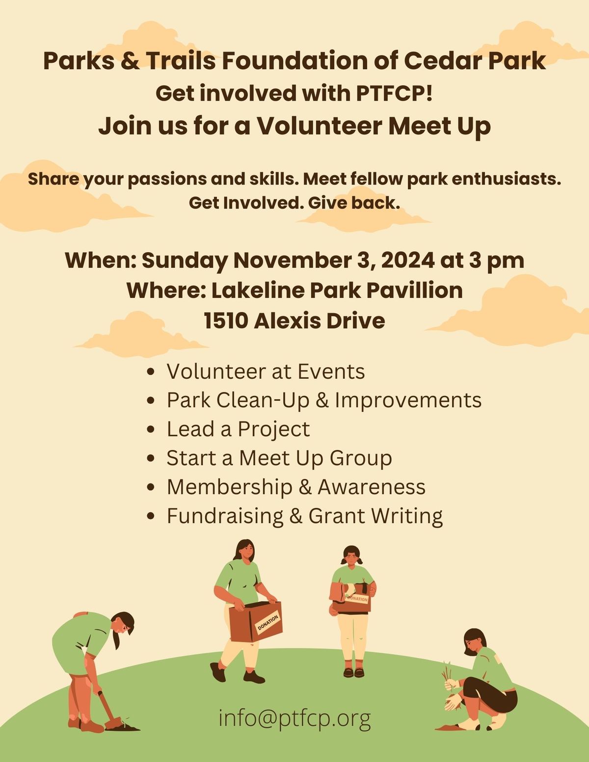 Volunteer Meetup at Lakeline Park