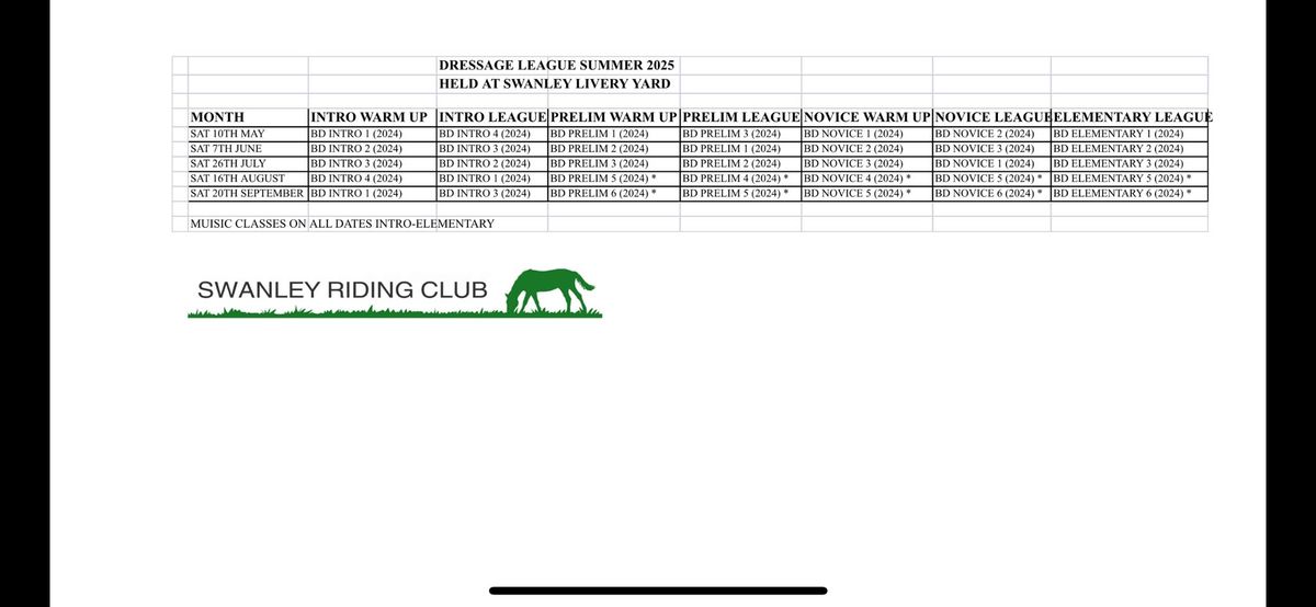 May Dressage League + Music Classes