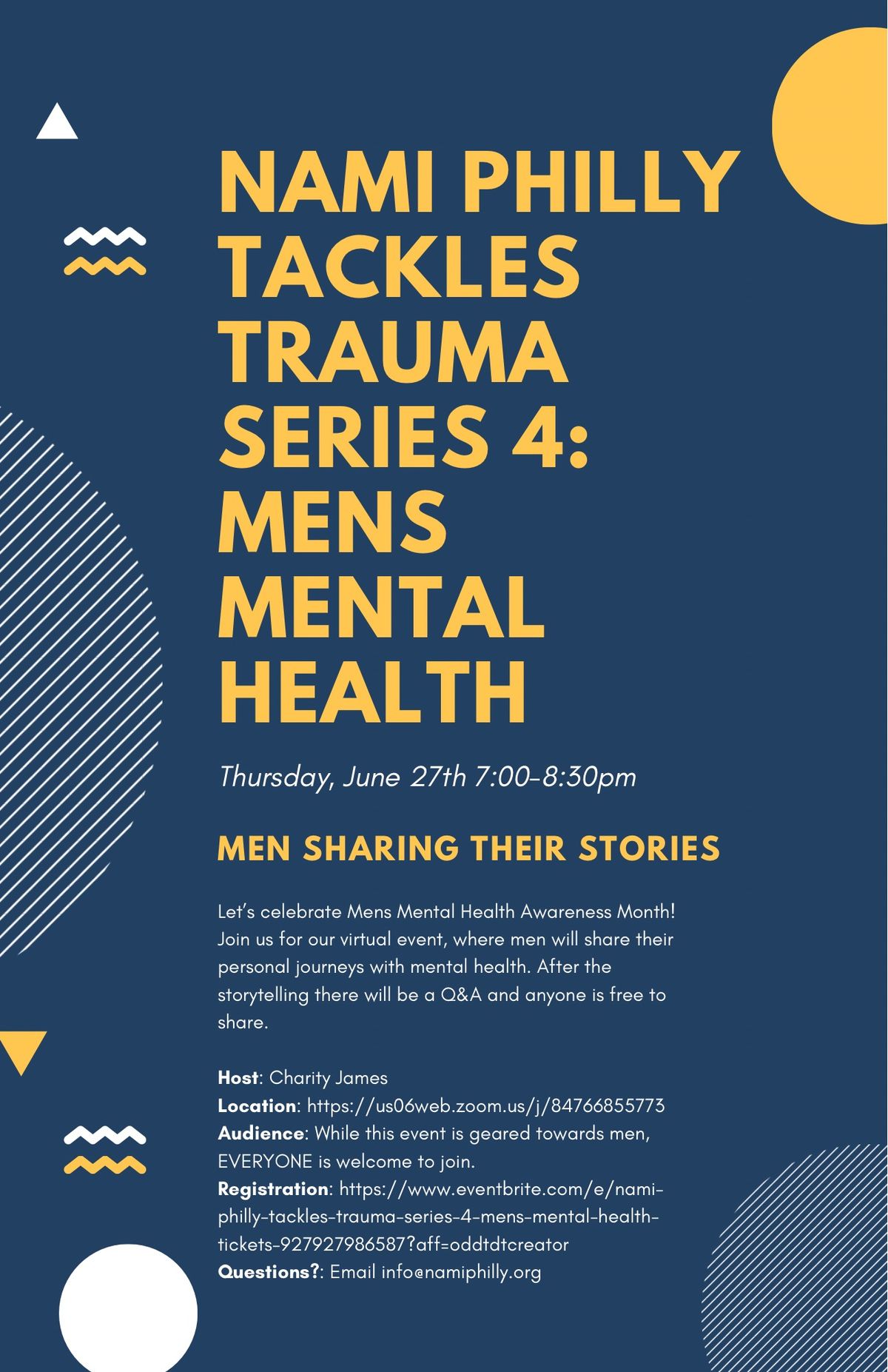 NAMI Philly Tackles Trauma Series 4: Men's Mental Health