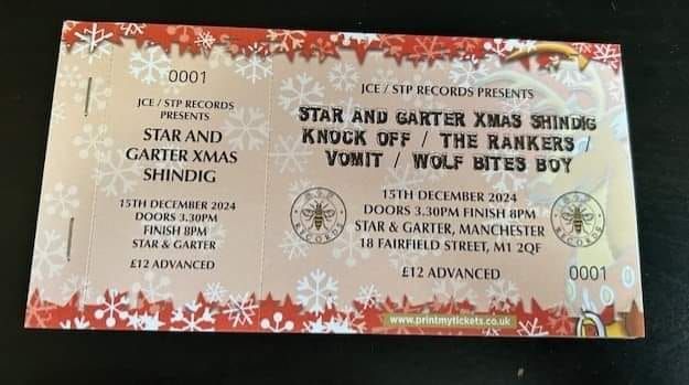 star n garter Christmas Shindig\nwith Knock Off, The Rankers, Vomit and Wolf Bites Boy 