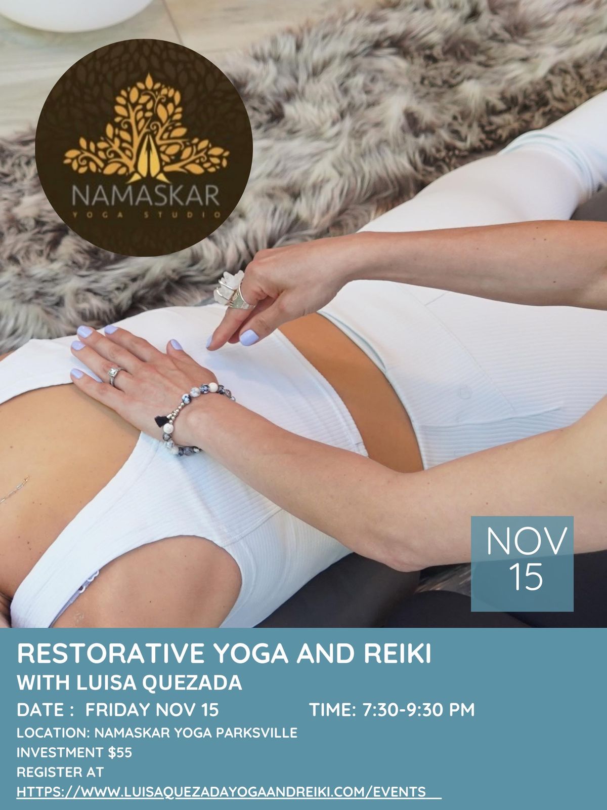 Restorative Yoga and Reiki at Namaskar Yoga Parksville