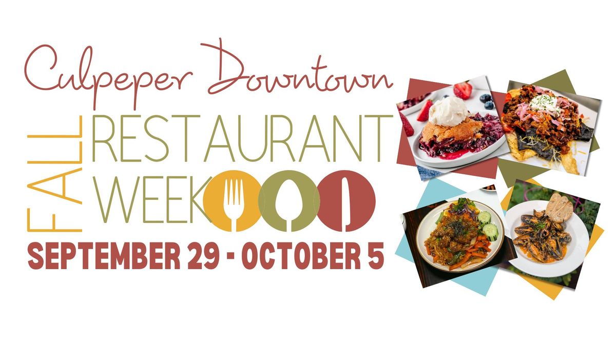 Culpeper Downtown Fall Restaurant Week