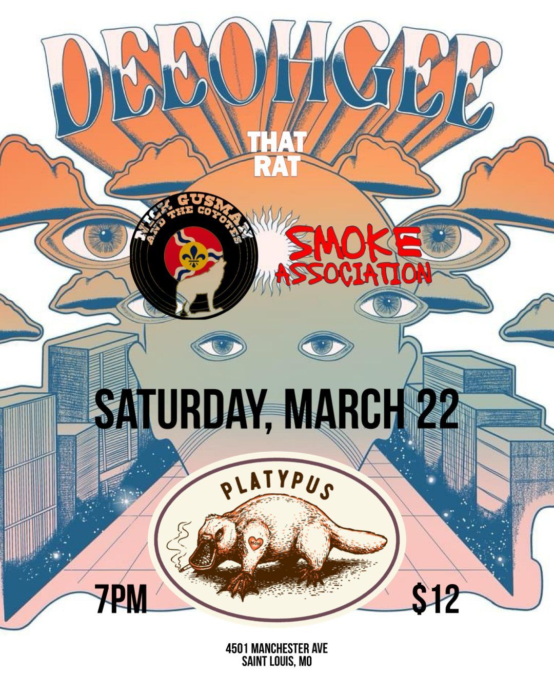 DeeOhGee (TN), Nick Gusman and the Coyotes + Smoke Association at Platypus