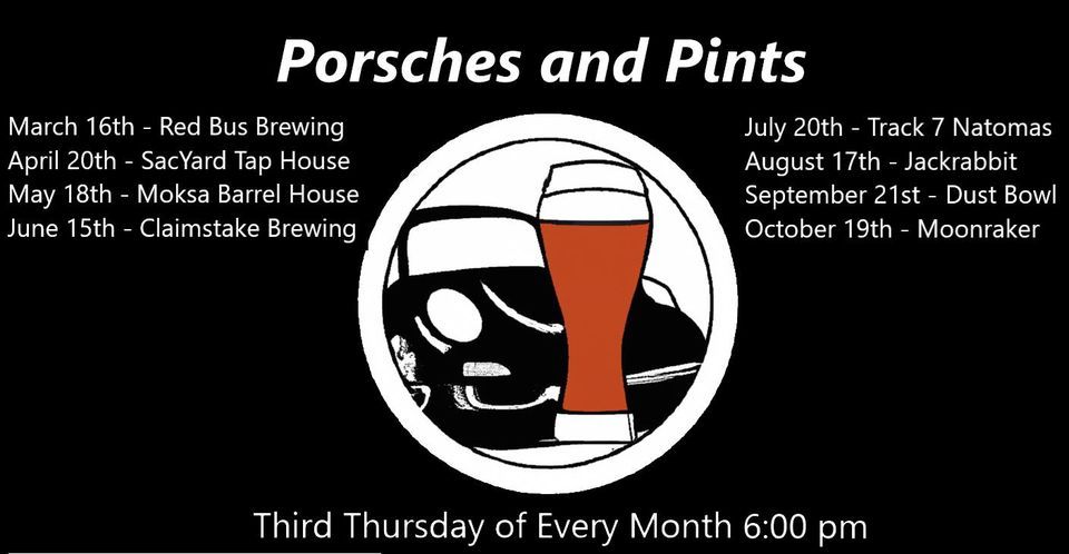 Porsches and Pints - March, Red Bus Brewing Company, Folsom, 16 March 2023