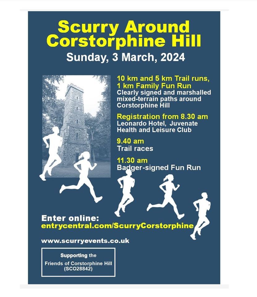 Scurry Around Corstorphine Hill 10km and 5km Trail Runs and 1km Family Fun Trail Run 2024