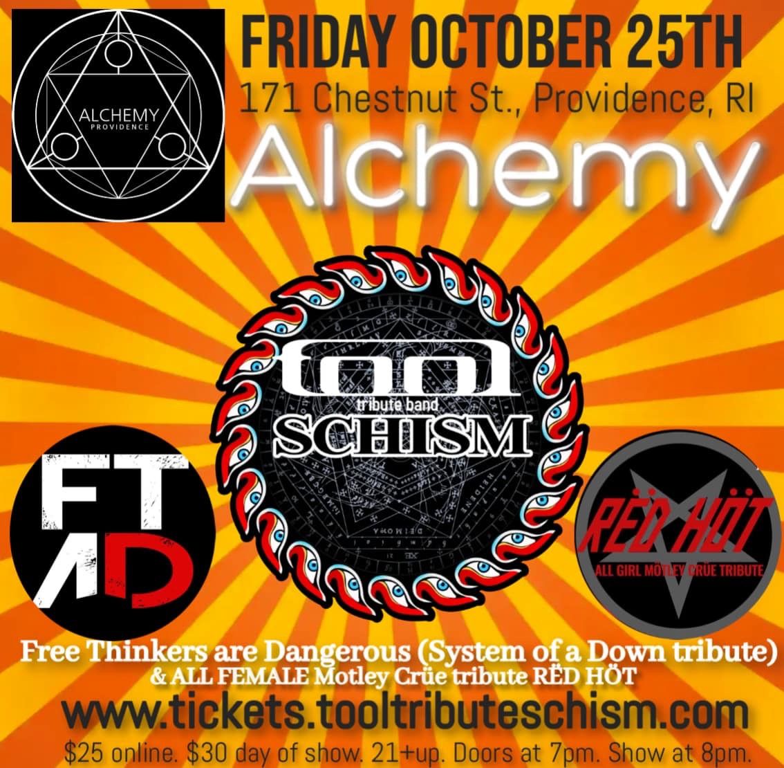 Schism: Tool Tribute Band | Red Hot: All Female Motley Crue Tribute | FTAD: System of A Down Tribute