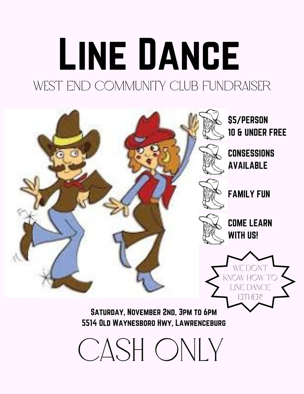 Line Dancing Fundraiser For West End