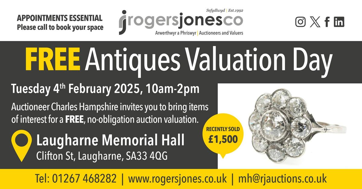 FREE Valuation Day - Laugharne Memorial Hall