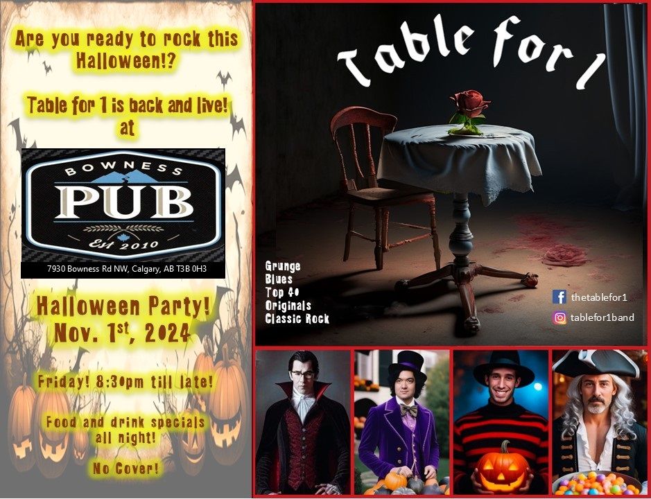 Table for 1 --- Halloween Gig at The Bowness Pub \ud83d\udd78\ufe0f\ud83c\udf83\ud83e\udd18