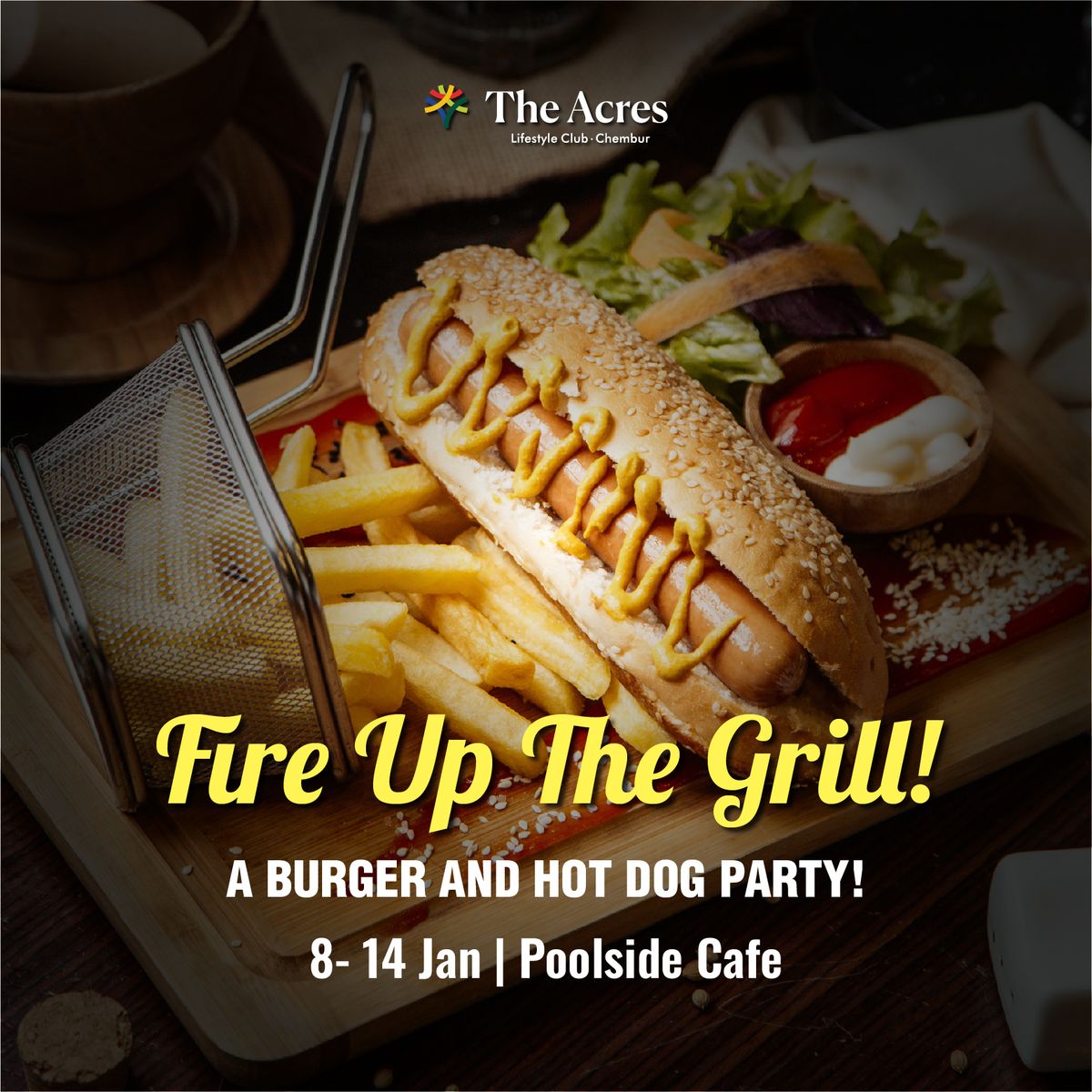 Enjoy Burger and Hot Dogs at The Poolside Cafe (The Acres Club)