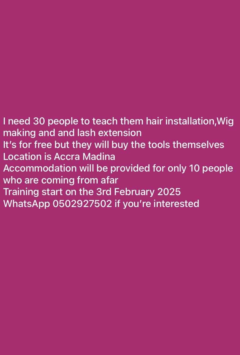 Free Hair Installation, Making and Lash Extension Training