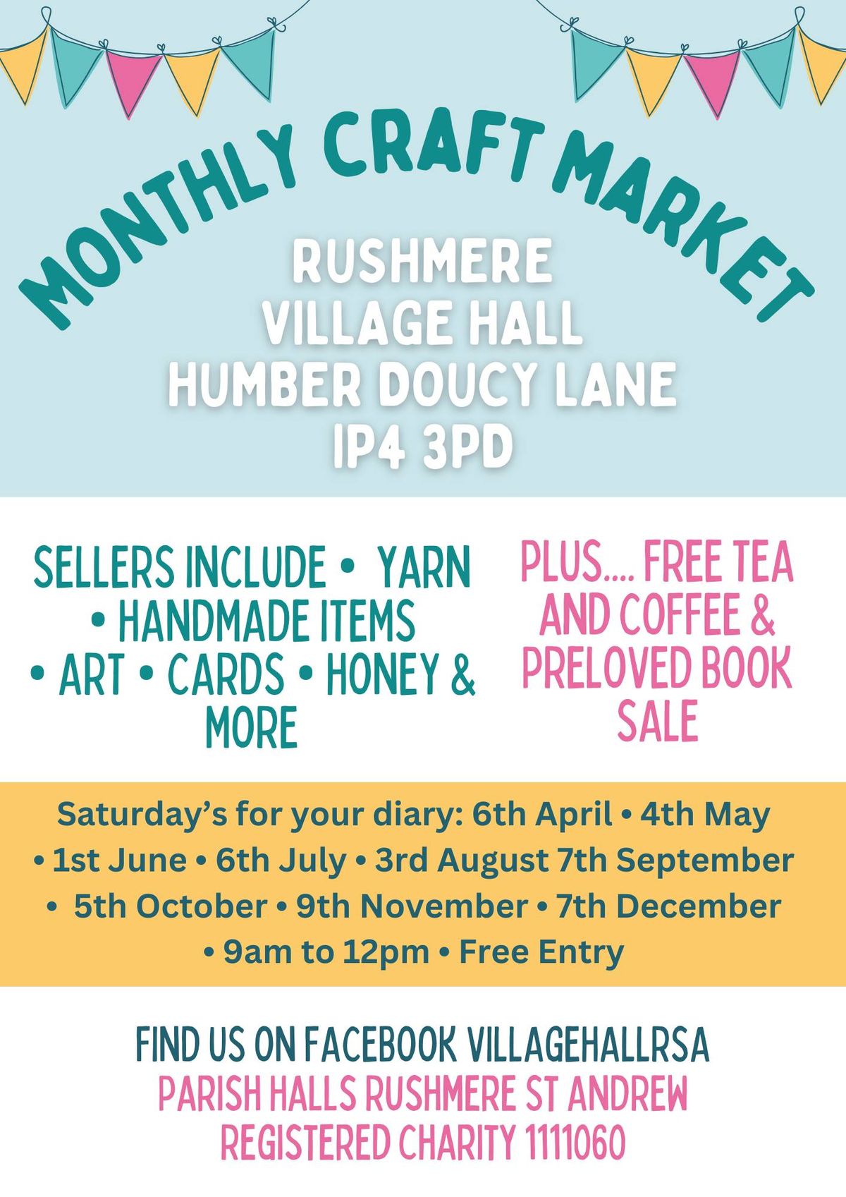 Monthly Market at Rushmere Village Hall, Humber Doucy Lane, IP4 3PD