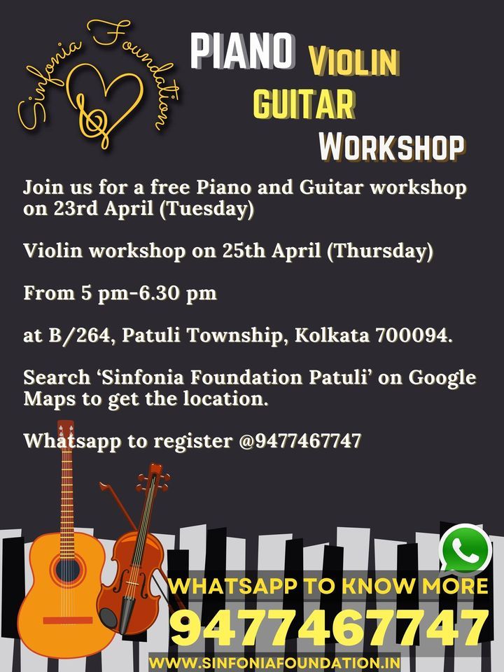 Sinfonia Foundation's Free Workshop on Piano, Guitar and Violin