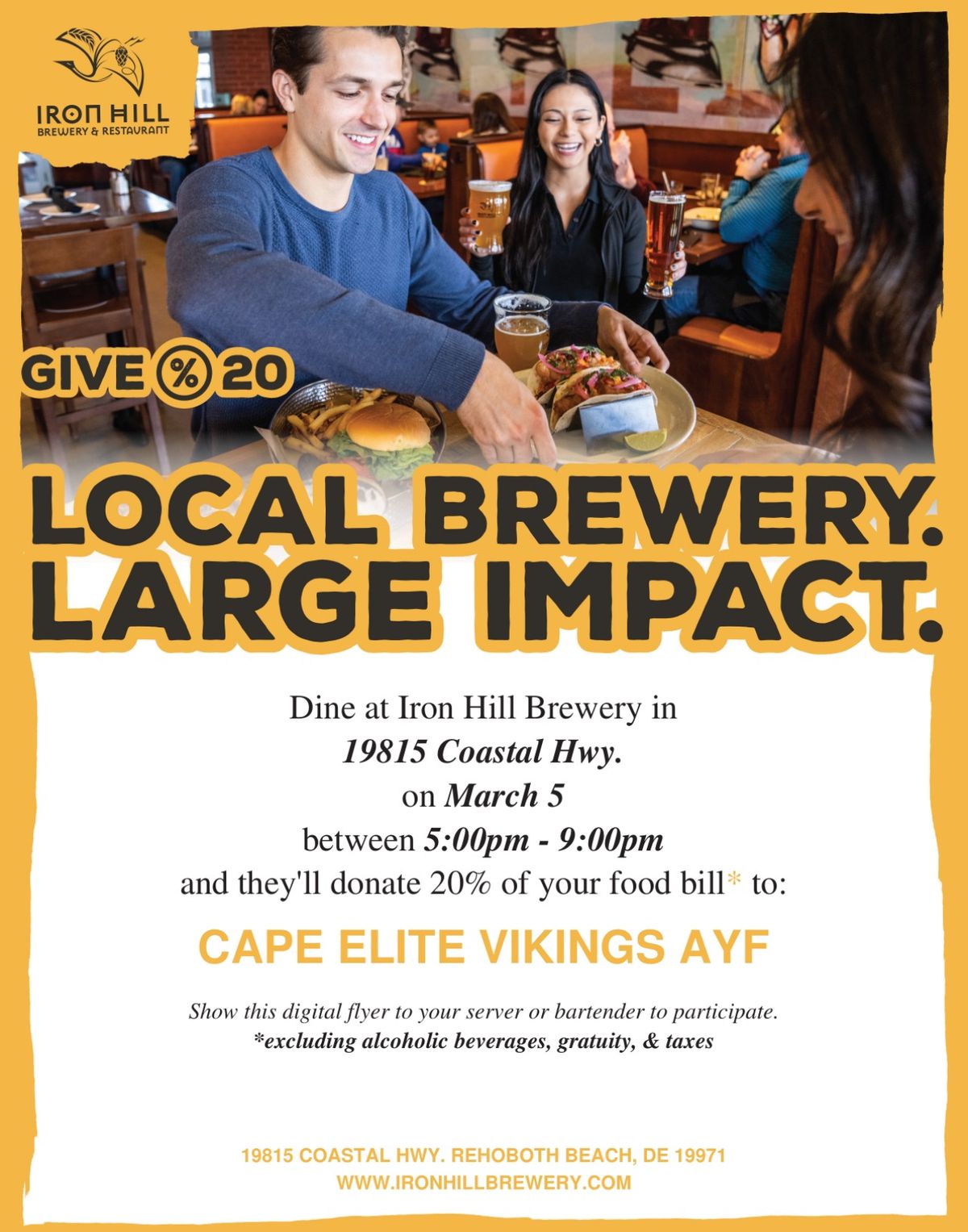 Dine and donate at Iron Hill Brewery 