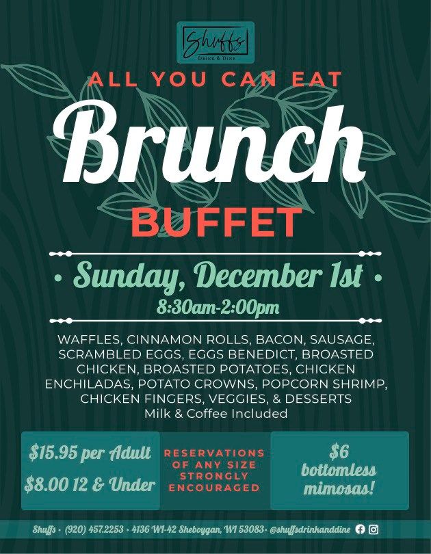 Shuffs December 1st Brunch Buffet