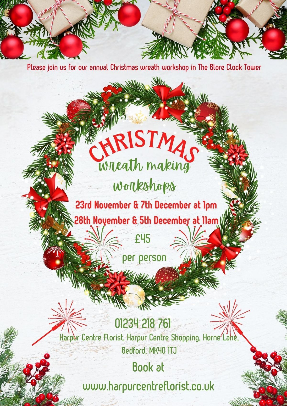 Christmas wreath making workshop in The Blore Tower 