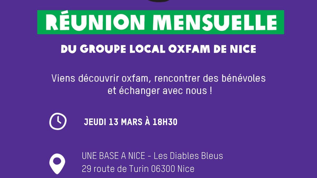 R\u00e9union mensuelle Oxfam Nice