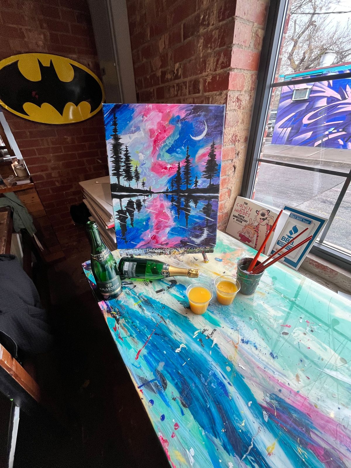 $1 Mimosas. Best adult paint party of all time! Step by step. 
