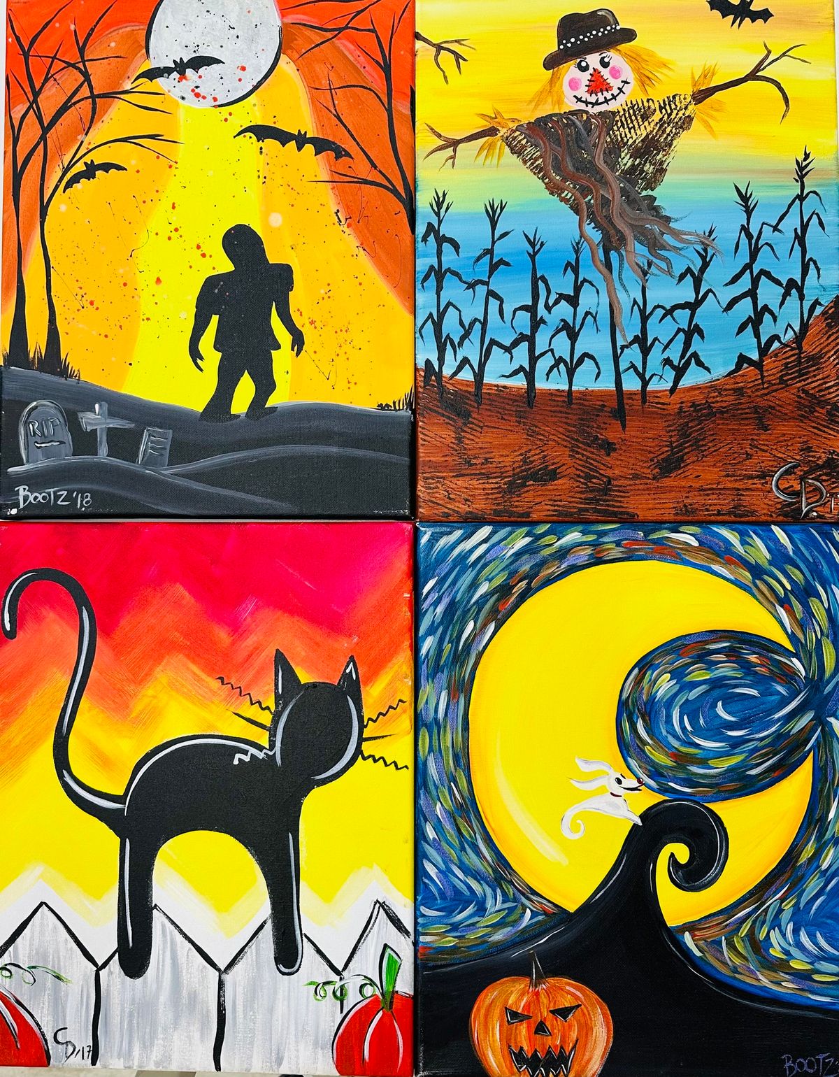 ALL Ages Spooky Season Acrylic Painting Canvas Class with Connie at Claytopia