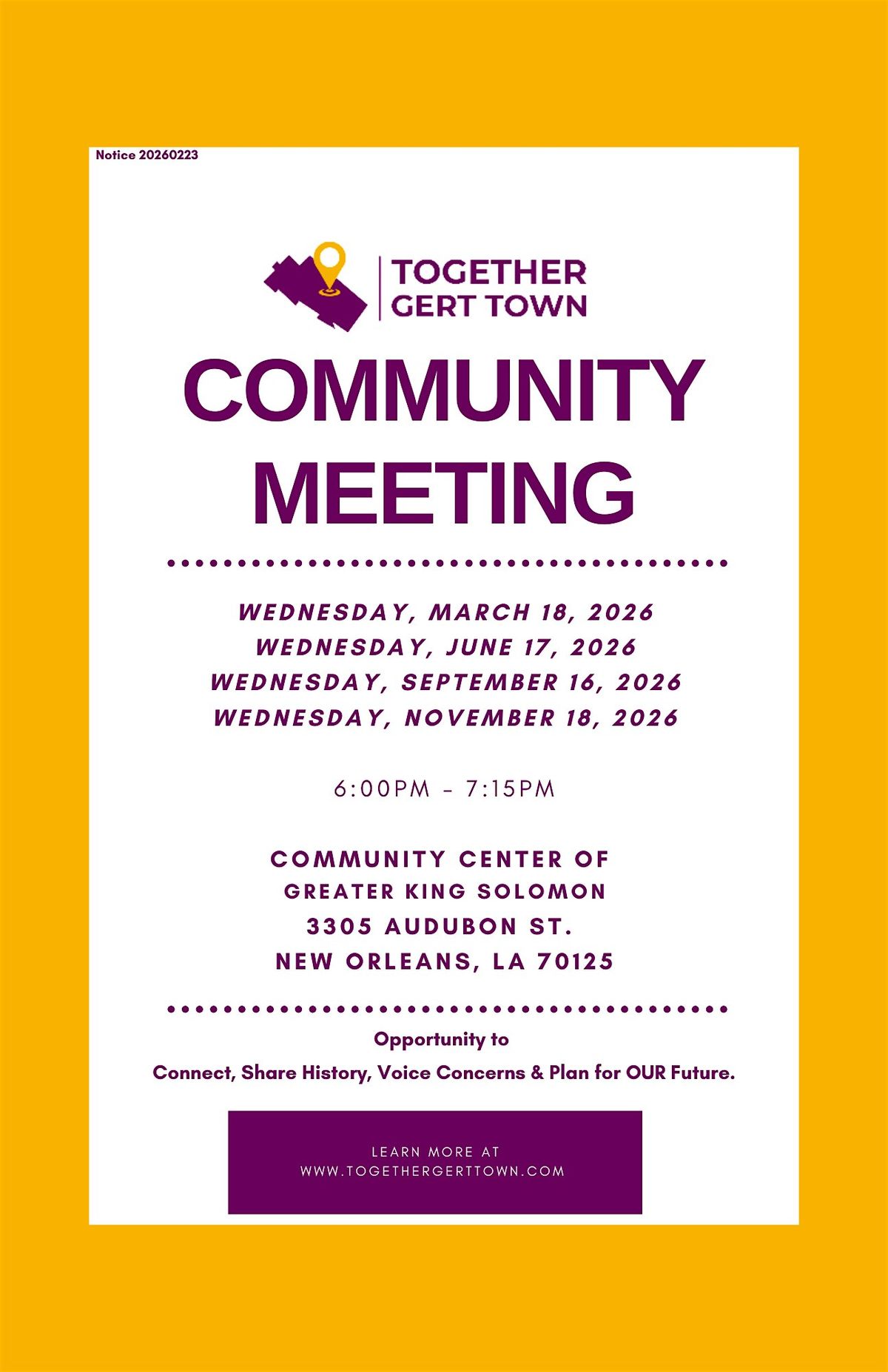 Together Gert Town Community Meeting