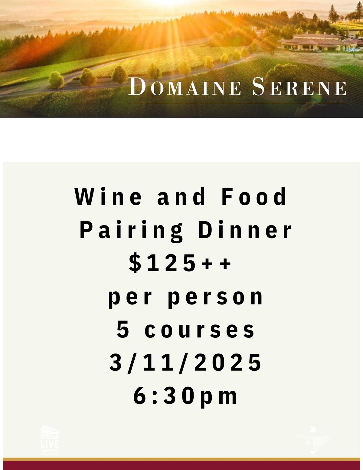 Domaine Serene Wine and Food Pairing Dinner 