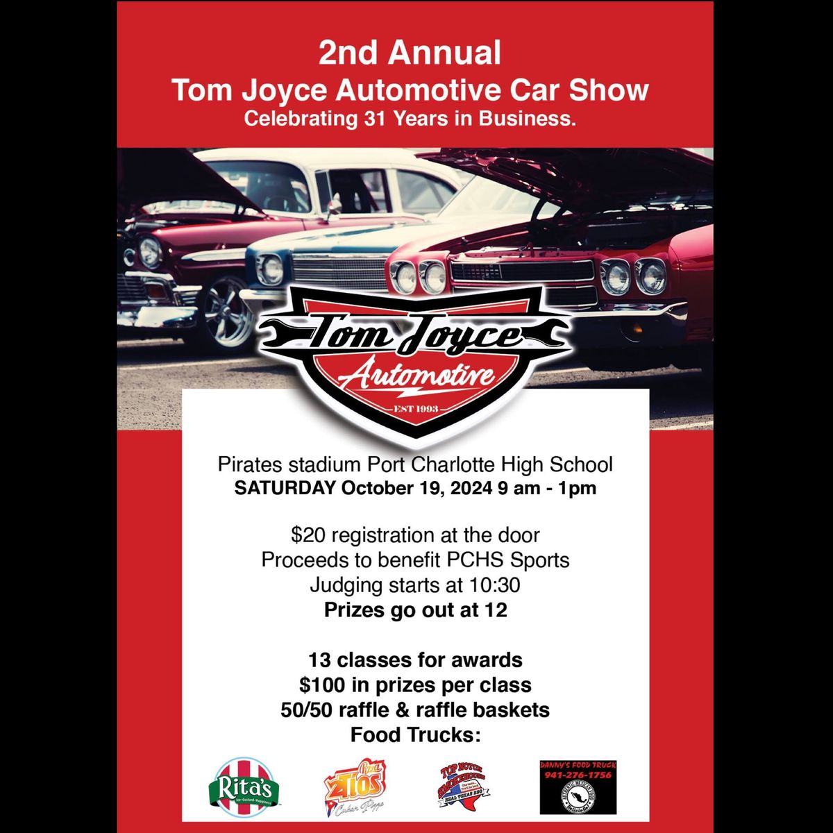 2ND annual Tom Joyce Automotive Car Show. Benefit for PCHS Athletics 