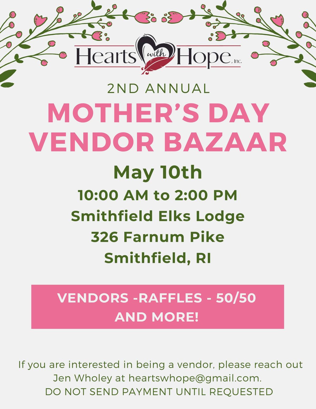 Hearts with Hope 2nd Annual Mother's Day Vendor Bazaar