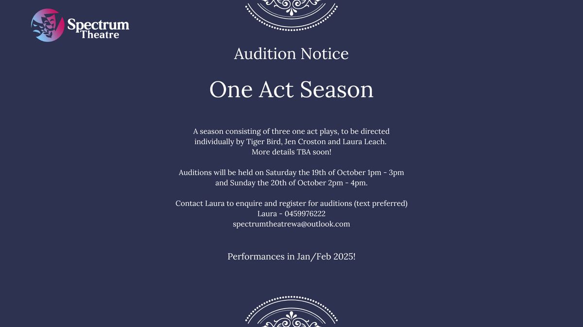 One Act Season Open Auditions