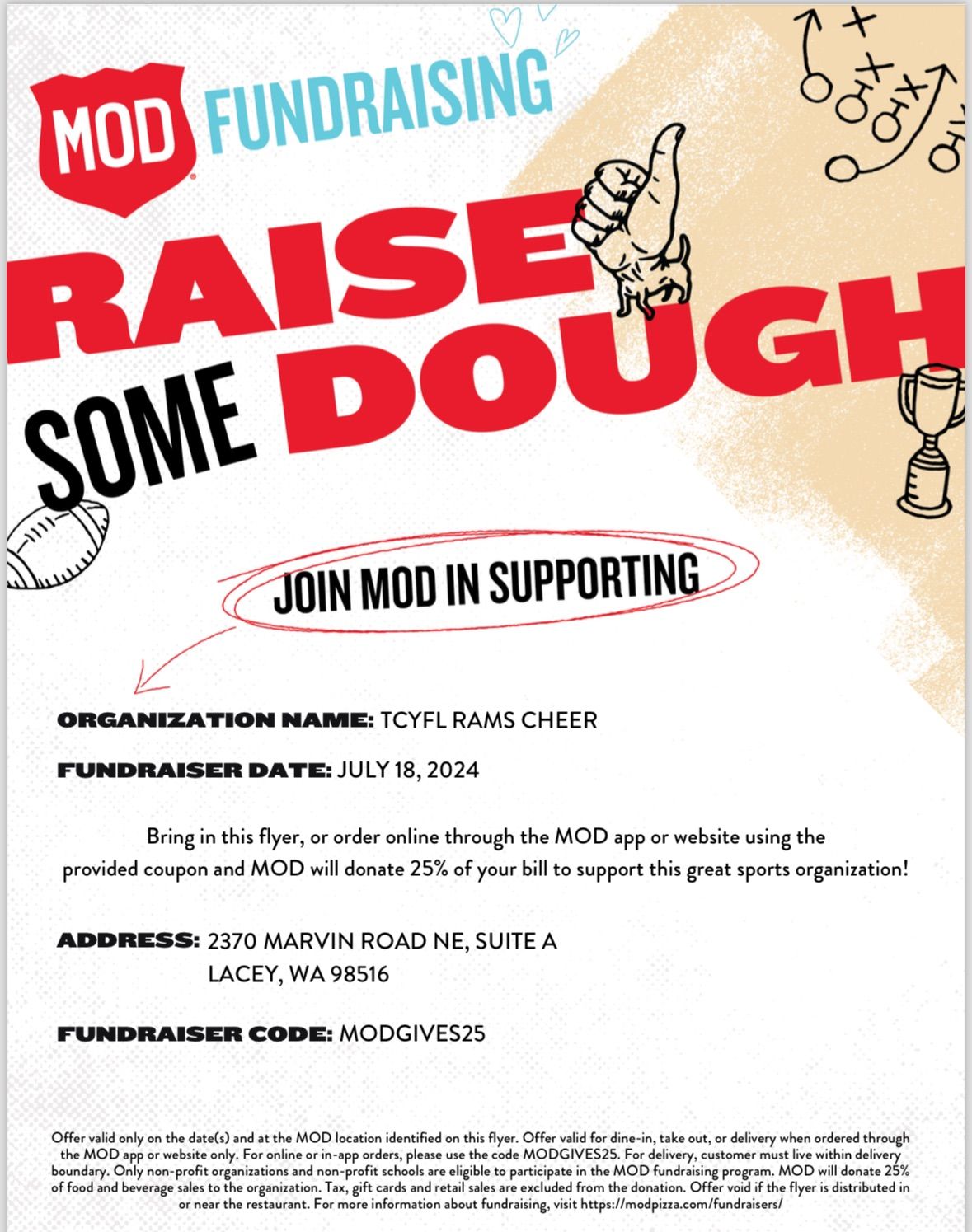 MOD PIZZA Fundraiser for RAMS Cheer 